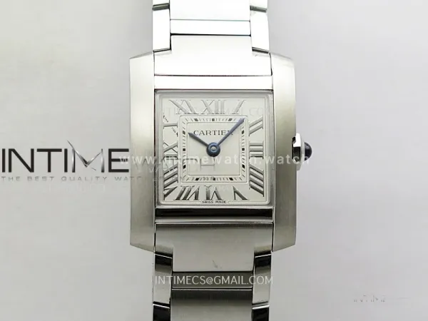 Tank Francaise Ladies 21.2mm SS 8848F 1:1 Best Edition Silver Dial on SS Bracelet Ronda Quartz
