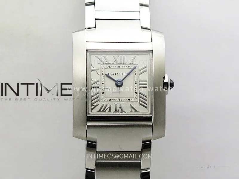Tank Francaise Ladies 21.2mm SS 8848F 1:1 Best Edition Silver Dial on SS Bracelet Ronda Quartz