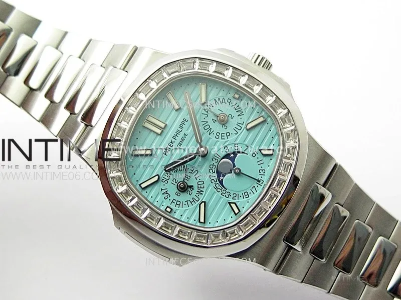 Nautilus 5740 Turquoise Dial with Diamond Bezel in Steel