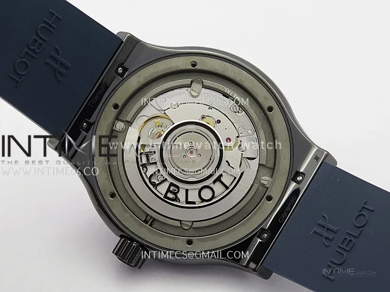 Classic Fusion 42mm Ceramic JJZF 1:1 Best Edition Blue Dial On Blue Rubber Strap