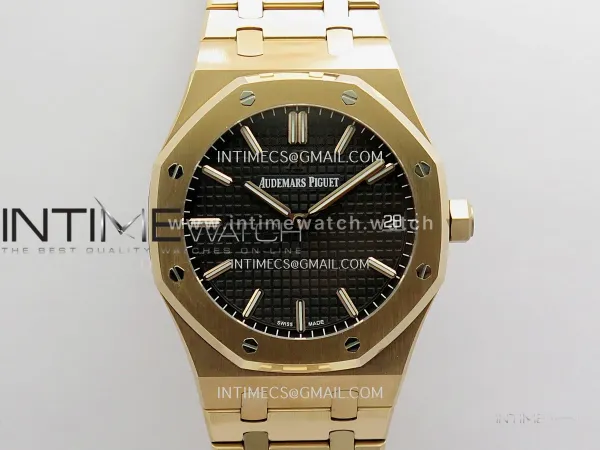 Royal Oak 41mm 15500 RG JF 1:1 Best Edition Black Dial On RG Bracelet Super Clone DD4302 (Free Sprung Look)