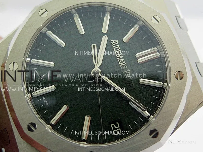 Royal Oak 41mm 15510 SS DDF 1:1 Best Edition Green Dial On SS Bracelet DD4302 Super Clone