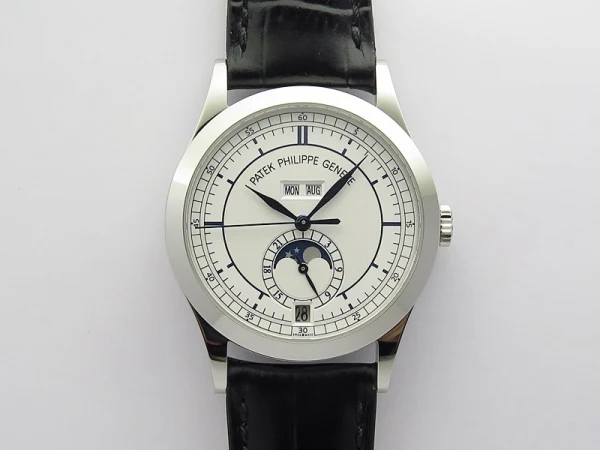 Annual Calendar Complications 5396 SS GRF Best Edition White Dial Blue Markers on Black leather strap A324