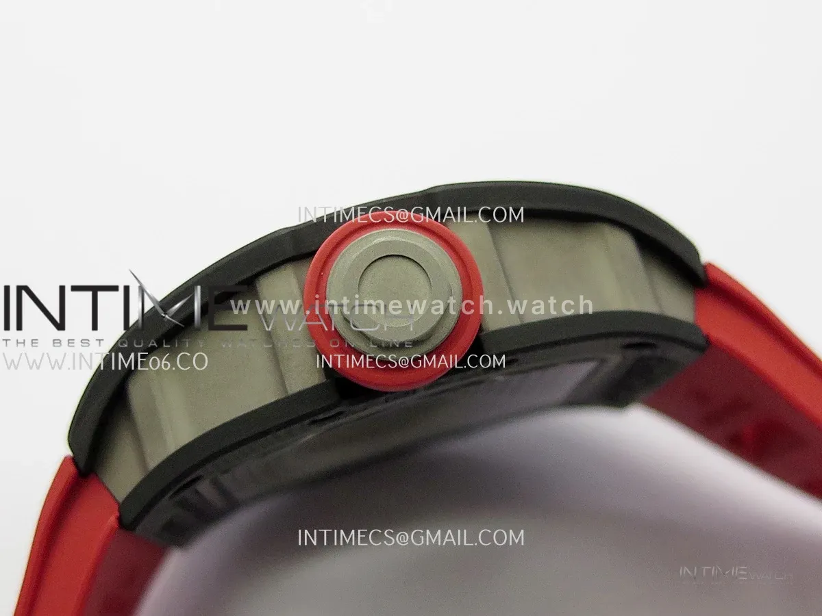 RM055 Black NTPT Black Inner Bezel GTF Best Skeleton Dial Red Rubber Strap RMUL2 Super Clone (Free Sprung)