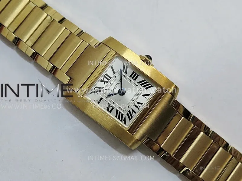 Tank Francaise Ladies 21.2mm YG 8848F 1:1 Best Edition Silver Dial on YG Bracelet Ronda Quartz V2