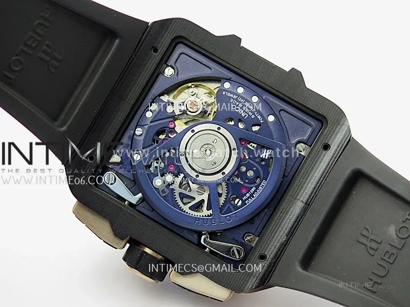 Square Bang Unico 42mm RG BBF 1:1 Best Edition Skeleton Dial on Blue Rubber Strap A1280