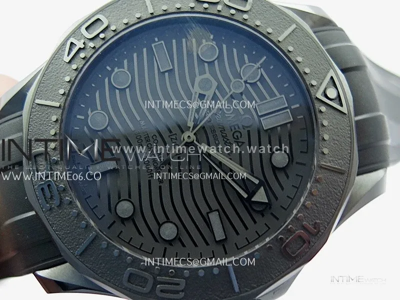 Seamaster Diver 300M Black Ceramic/DLC ORF 1:1 Best Edition Black Dial On Black Rubber Strap Super Clone Asian 8806