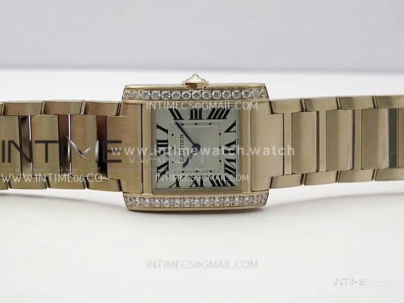 Tank Francaise Ladies 27mm Diamond Bezel RG 8848F 1:1 Best Edition Silver Dial on RG Bracelet Ronda Quartz V2