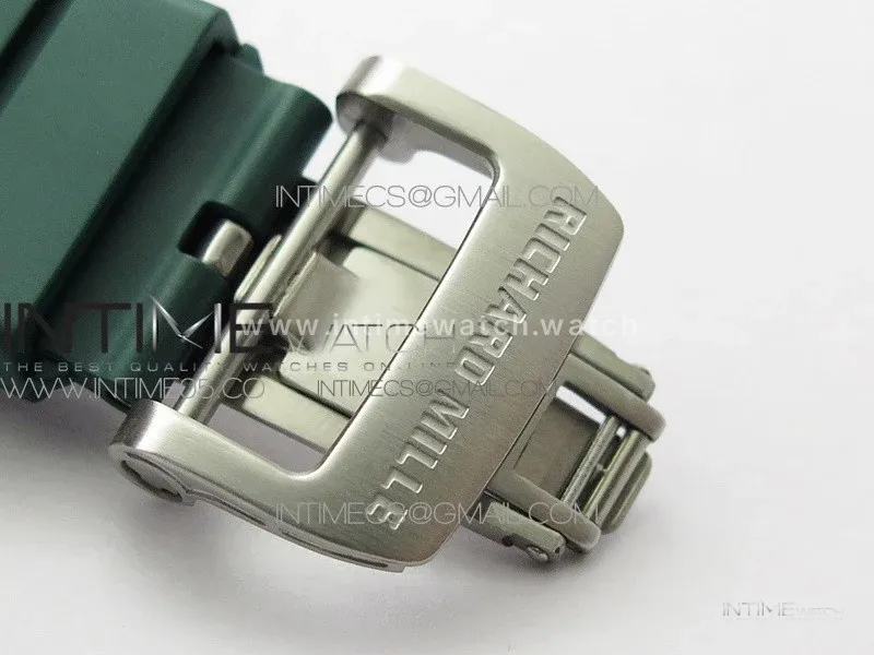RM055 White Ceramic KVF Best Edition Skeleton Dial White on Green Rubber Strap MIYOTA8215 V3