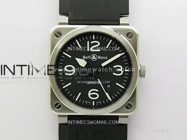 BR03A 41mm SS B12 Best Edition Black Dial on Black Rubber Strap MIYOTA 9015