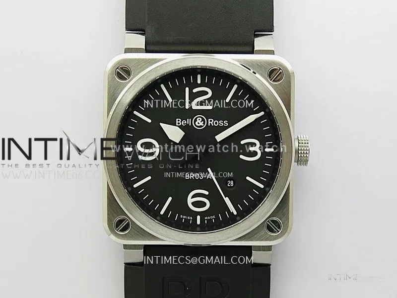 BR03A 41mm SS B12 Best Edition Black Dial on Black Rubber Strap MIYOTA 9015