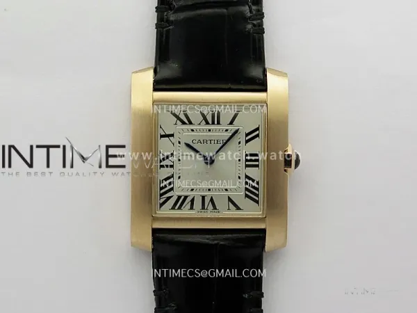 Tank Francaise Ladies 27mm RG 8848F 1:1 Best Edition Silver Dial on Black Leather Strap Ronda Quartz V2