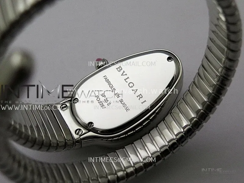 Serpenti 35mm Diamonds Bezel SS BVF 1:1 Best Edition Silver Dial on SS Bracelet Ronda Quartz