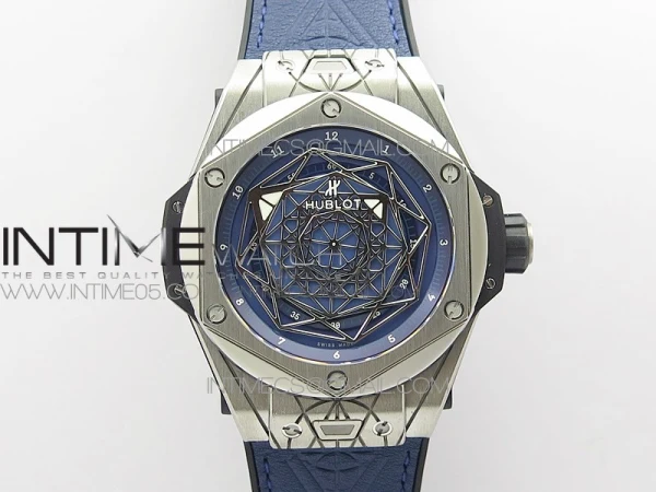 Big Bang Sang Bleu Ti WWF 1:1 Best Edition Blue Skeletonal Dial On Blue Gummy Strap Asian HB1213 V2