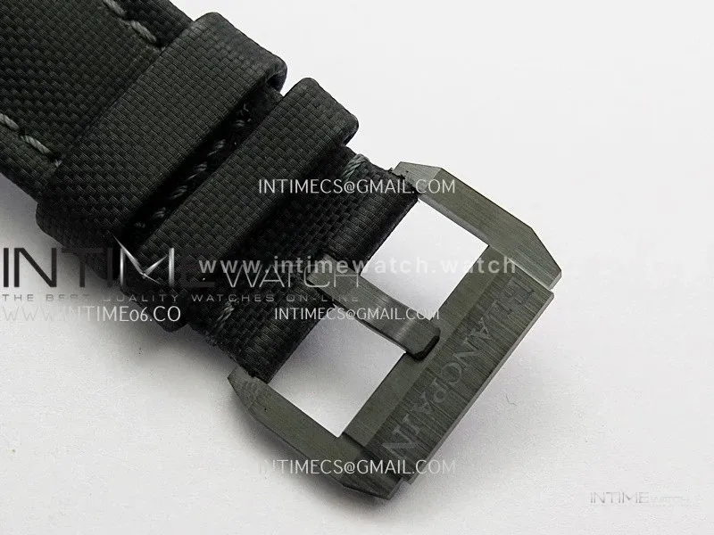 Fifty Fathoms Bathyscaphe Green Ceramic GF 1:1 Best Edition Green Ombre Dial On Black Sail-Canvas Strap A1315(Free Rubber Strap)