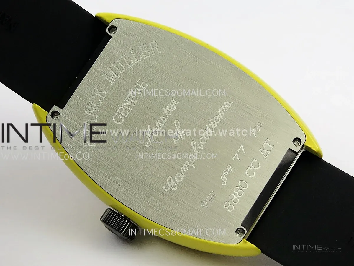 Crazy Hours Real Jumping Hour Yellow PVD ABF Black Dial Color Marker On Black Rubber Strap A23J