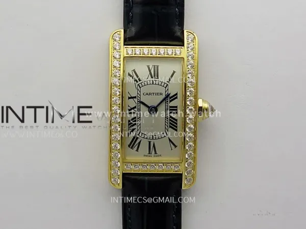Tank WSTA0016 19mm YG/Diamond Bezel 8848F Best Edition Silver Dial on Black Leather Strap Ronda Quartz