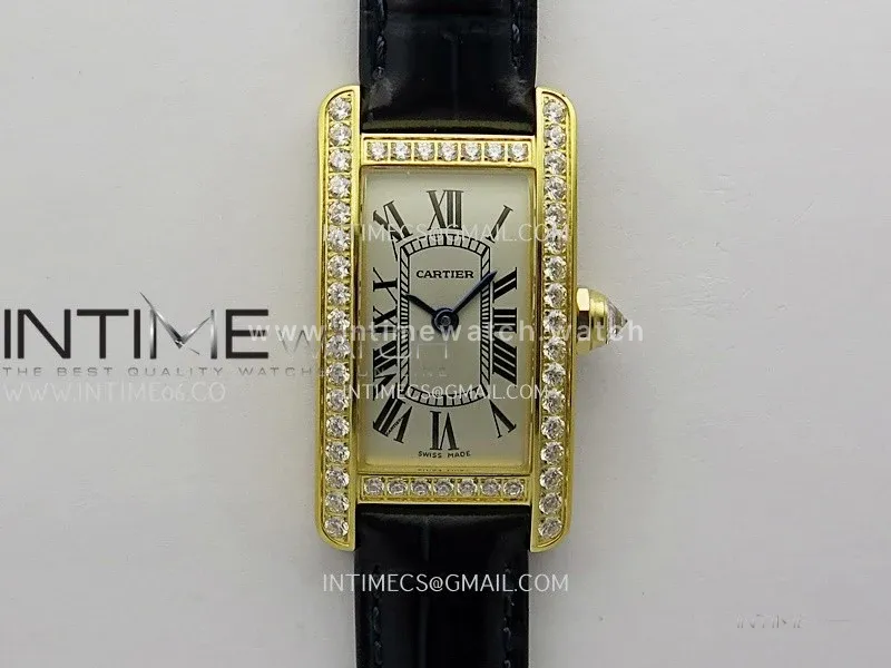 Tank WSTA0016 19mm YG/Diamond Bezel 8848F Best Edition Silver Dial on Black Leather Strap Ronda Quartz