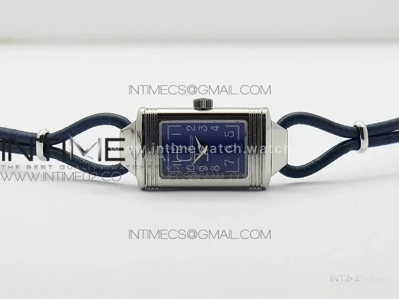 Reverso Ultra Thin Duoface SS SWF Blue Dial on Line Blue Leather Strap Ronda Quartz