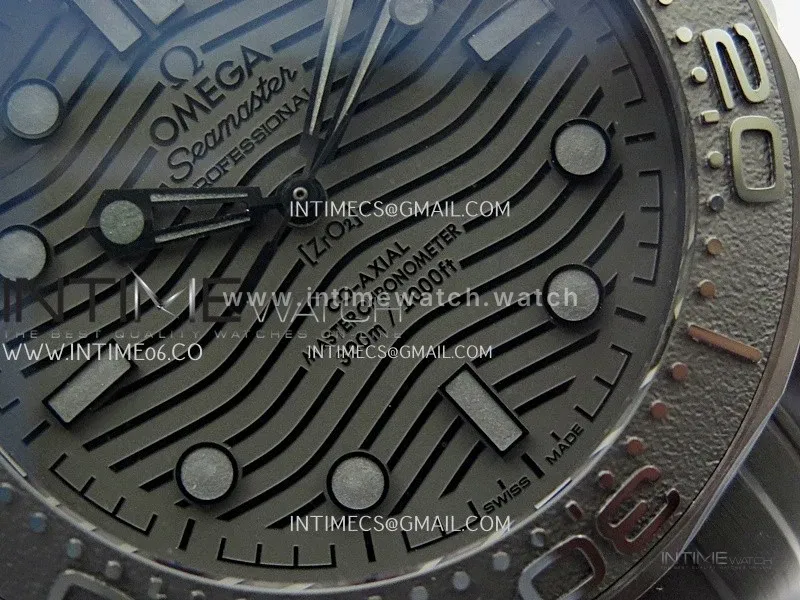 Seamaster Diver 300M Black Ceramic/DLC ORF 1:1 Best Edition Black Dial On Black Rubber Strap Super Clone Asian 8806
