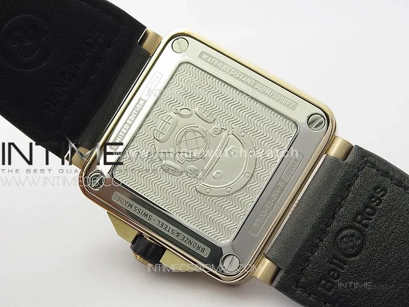 BR 03-92 Diver Ceramic Bezel Bronze B12 1:1 Best Edition Green Dial on Gray Leather Strap A2824 (Free Rubber Strap)