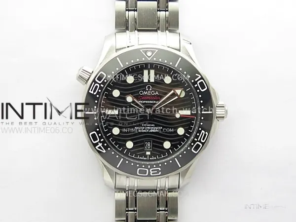 Seamaster Diver 300M B50F Black Ceramic Black Dial on SS Bracelet A8800 (Free Rubber Strap)
