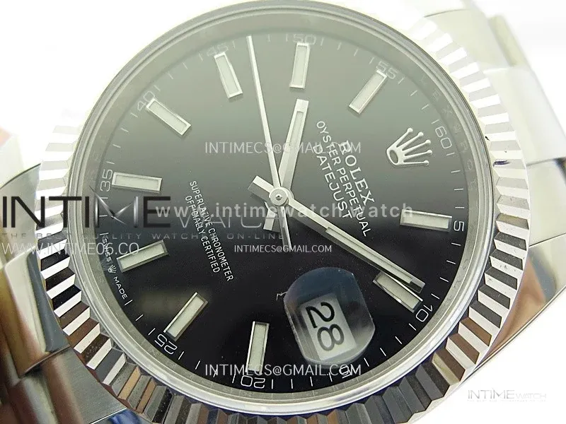 Datejust 41 126334 Bright Black Dial Stick Markers on Oyster Bracelet
