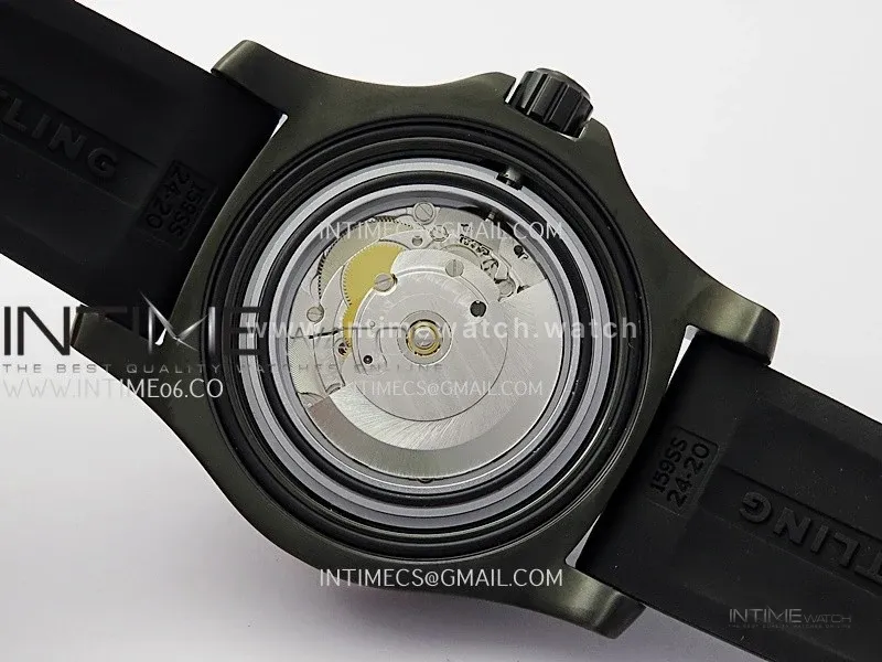 SuperOcean Automatic 46mm DLC TF 1:1 Best Edition Black Dial on Black Rubber Strap A2824