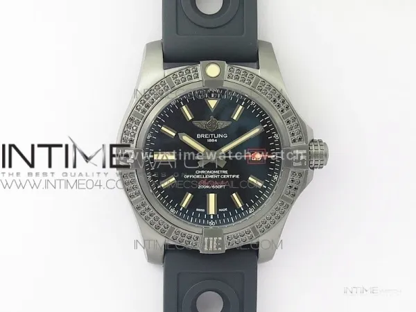 AVENGER BLACKBIRD V17311 Ti DLC 1:1 Best Edition Black Dial Diamonds Bezel on Nylon Strap A2824