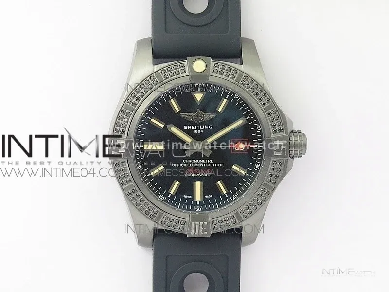 AVENGER BLACKBIRD V17311 Ti DLC 1:1 Best Edition Black Dial Diamonds Bezel on Nylon Strap A2824