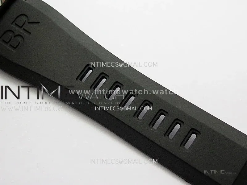 BR03 GMT Compass Blue/Black Bezel SS B12 Best Edition Black Dial 42mm On Black Rubber Strap A2836 (Free Nylon Strap)