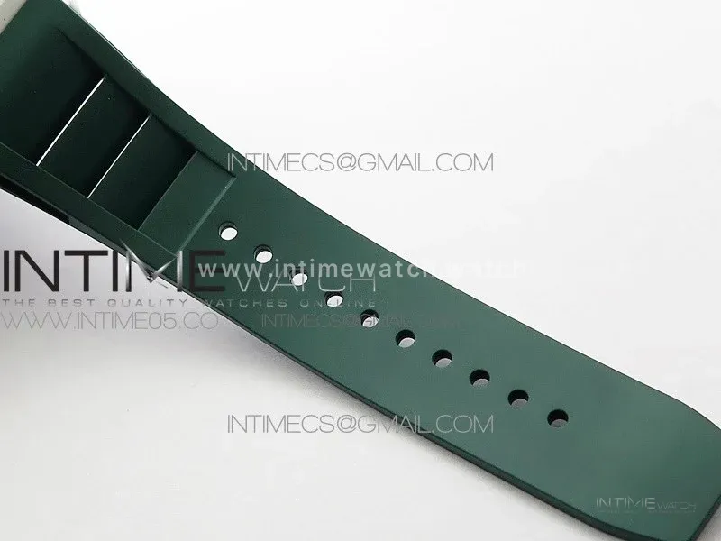 RM055 White Ceramic KVF Best Edition Skeleton Dial White on Green Rubber Strap MIYOTA8215 V3