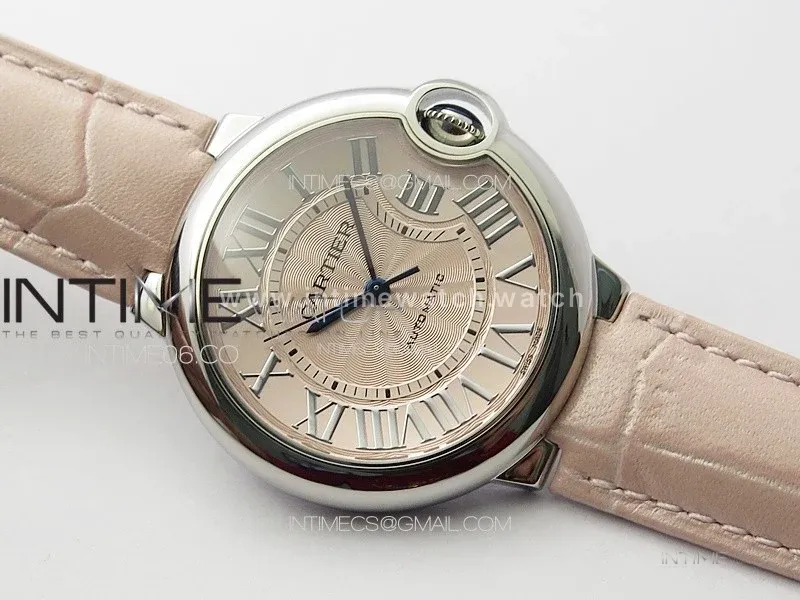 Ballon Bleu 36mm SS 3KF 1:1 Best Edition Pink Textured Dial on Pink Leather Strap A076