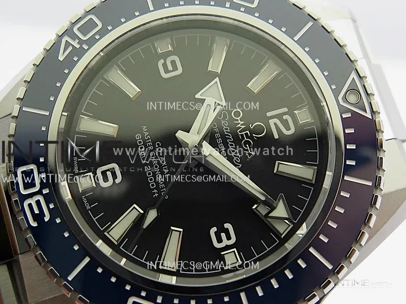 Seamaster 2025 New Model 217.32.42.21.01 Blue Ceramic Bezel VS+F Black Dial On SS Bracelet A8912 (Free Rubber Strap)