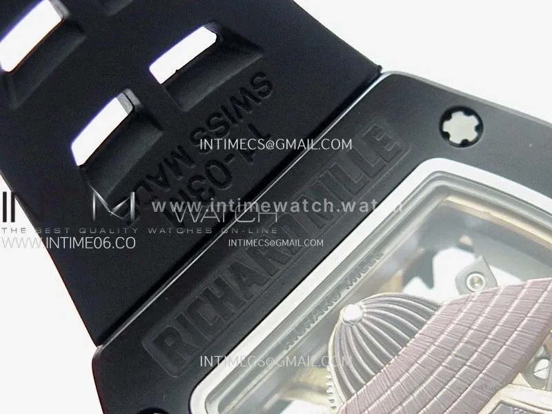 RM047 DLC/RG YSF Skeleton Dial on black Rubber Strap Asian Tourbillon