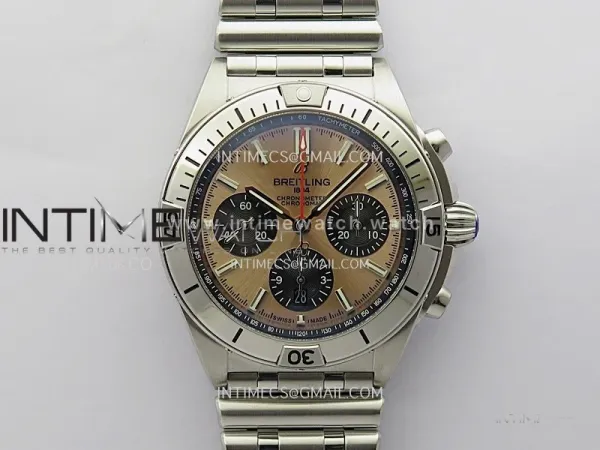 Chronomat B01 42mm SS TF 1:1 Best Edition Copper Dial Black Subdial on SS Bracelet A7750