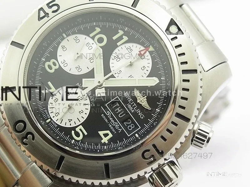 Super Ocean Steelfish SS Black Dial on SS Bracelet A7750
