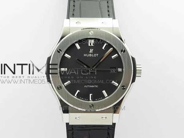 Classic Fusion 42mm SS B50F Black Dial On Black Gummy Strap A2892