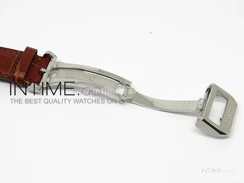 Portuguese 40mm Chrono SS Gray Dial Sliver subdial on Leather Strap A7750