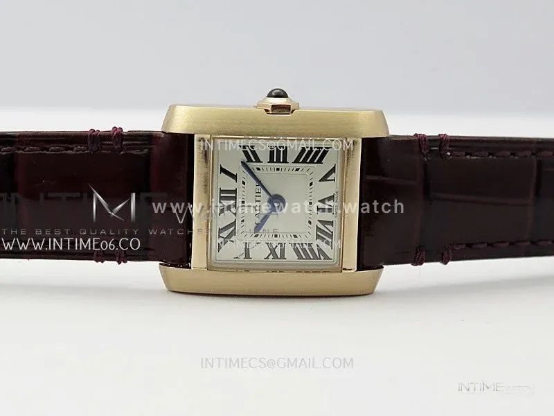Tank Francaise Ladies 21.2mm RG 8848F 1:1 Best Edition Silver Dial on Red Leather Strap Ronda Quartz V2