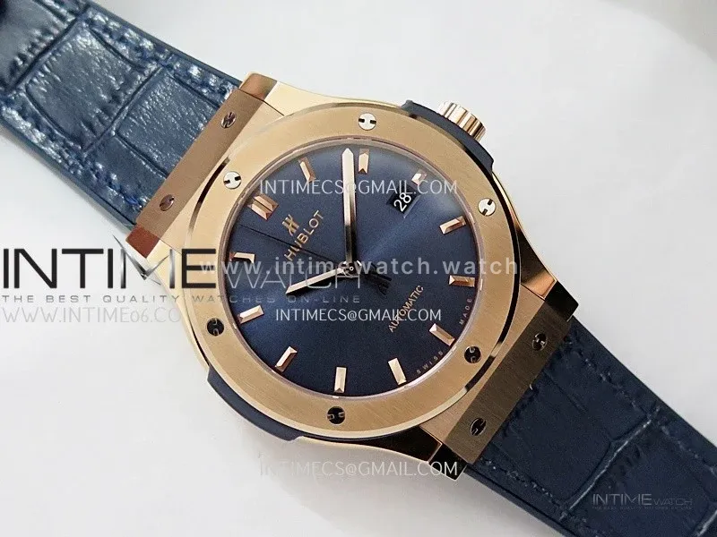 Classic Fusion 42mm RG JJZF 1:1 Best Edition Blue Dial On Blue Gummy Strap