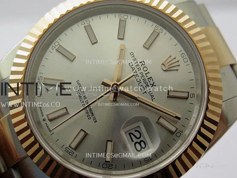 DateJust 41mm 126331 904 SS/RG ONE Factory 1:1 Silver Dial Stick Markers On SS/RG Oyster Bracelet DD3235 V2