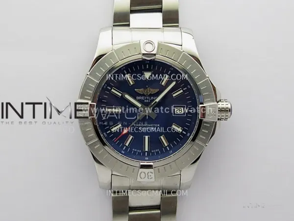 Avenger Automatic 43mm SS TF 1:1 Best Edition Blue Dial Stick Marker on SS Bracelet A2824