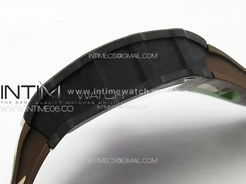 RM035-02 Forged Carbon Case KUF Best Edition Red Crown on Camouflage Rubber Strap MIYOTA8215