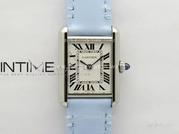 Tank Louis Ladies 22mm SS 8848F 1:1 Best Edition White Dial on Blue Leather Strap Ronda Quartz