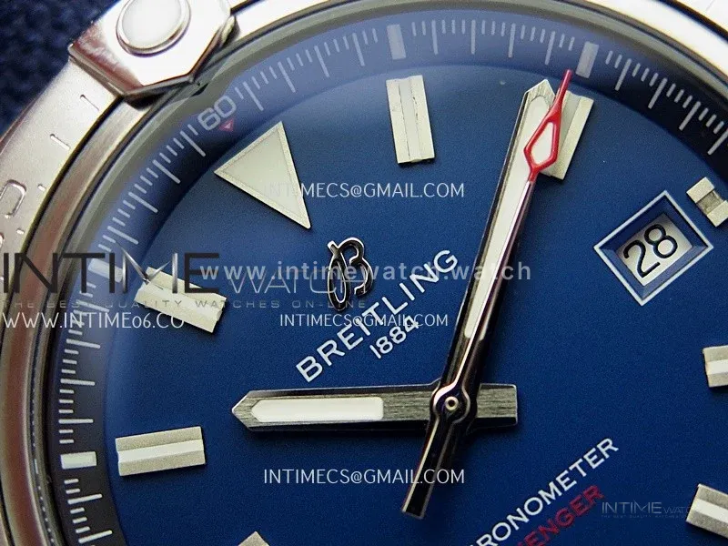 Avenger Chronometer 42mm SS BLSF 1:1 Best Edition Blue Dial On Blue Nylon Strap A2824