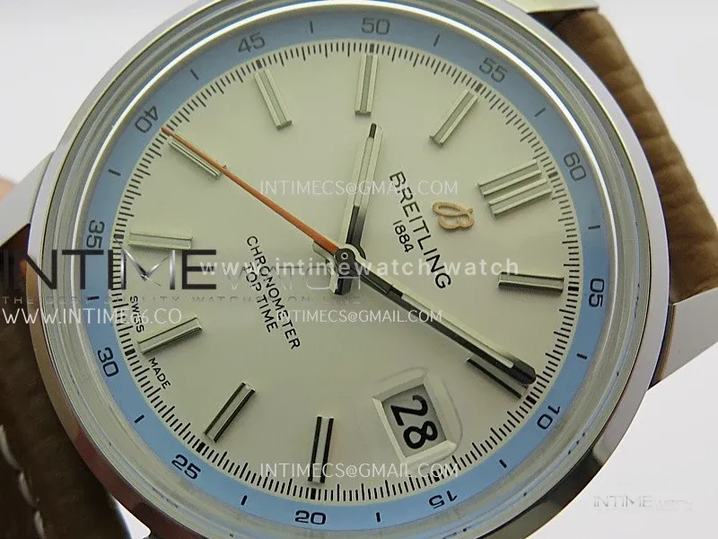 Top Time AB3113 38mm SS BLSF 1:1 Best Edition White Dial On Brown Leather Strap Asian B31
