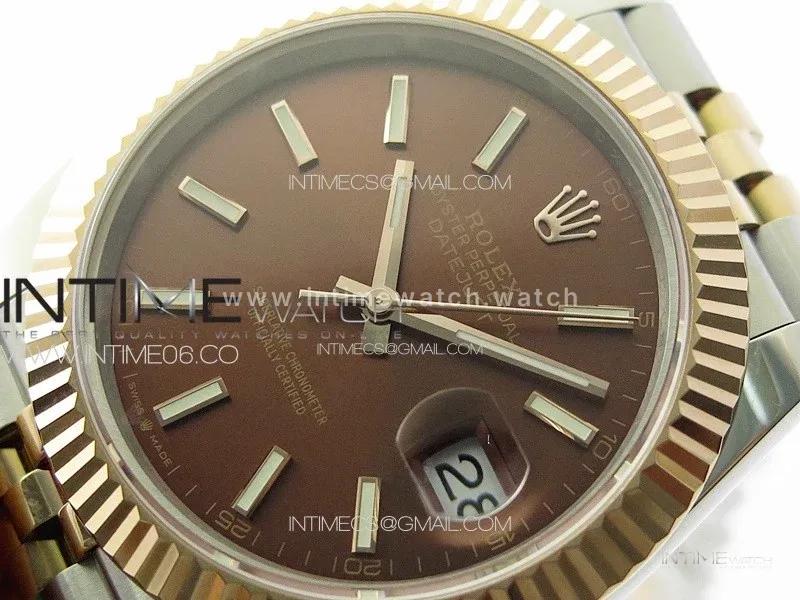 DateJust 41 126331 904L SS/RG GMF 1:1 Best Edition Brown Dial Sticks Markers On Jubilee Bracelet VR3235
