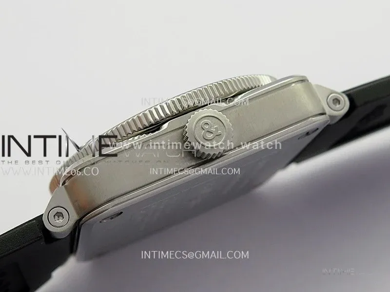 BR03 GMT Compass Blue/Black Bezel SS B12 Best Edition Black Dial 42mm On Black Rubber Strap A2836 (Free Nylon Strap)