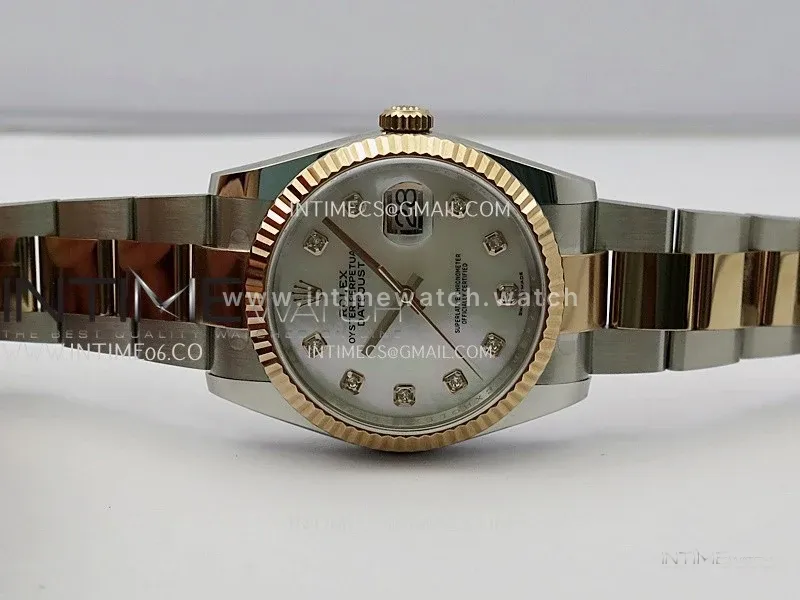 DateJust 126233 36mm 904L SS/RG ONE Factory 1:1 Best Edition White MOP Dial Diamond Marker On Oyster Bracelet DD3235